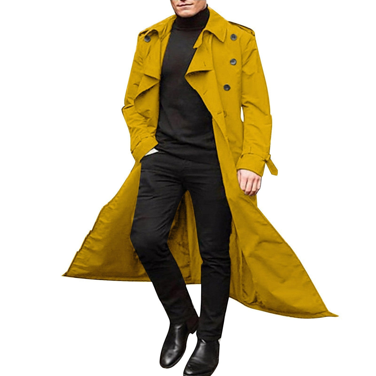Heren Trenchcoat Dubbelrijs met Ceintuur - Klassieke Overjas