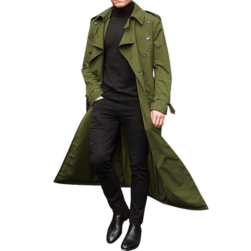 Heren Trenchcoat Dubbelrijs met Ceintuur - Klassieke Overjas