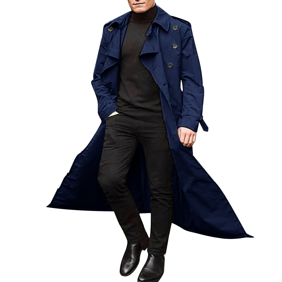 Heren Trenchcoat Dubbelrijs met Ceintuur - Klassieke Overjas