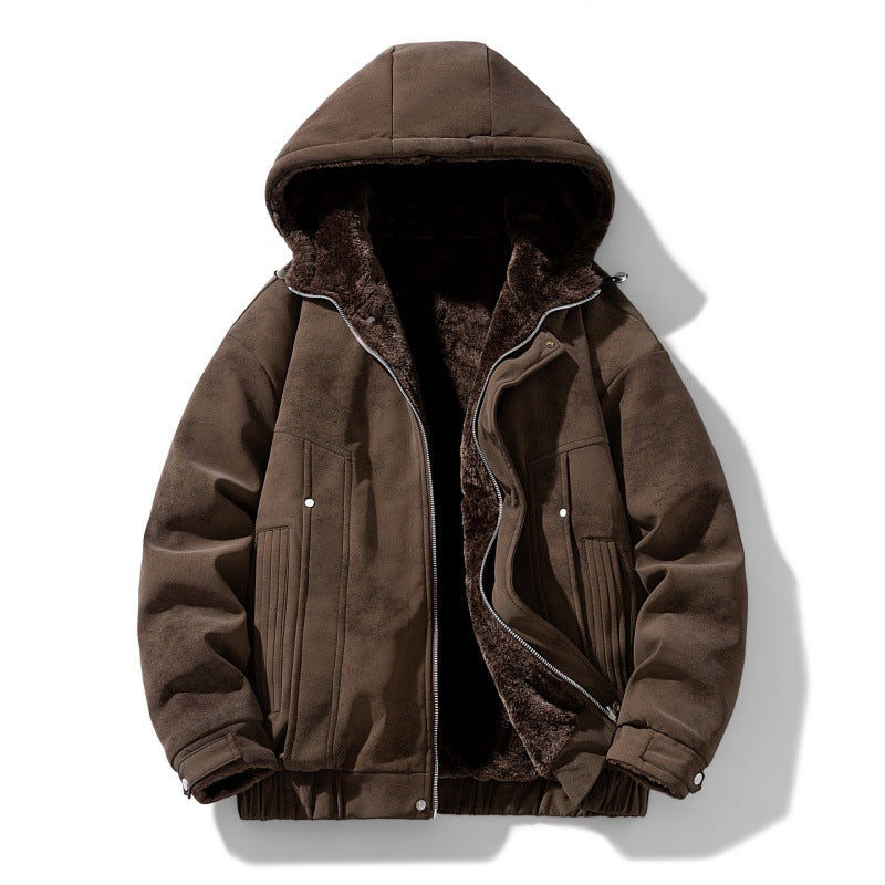 Heren Suedine Jack met Capuchon en Teddy Voering