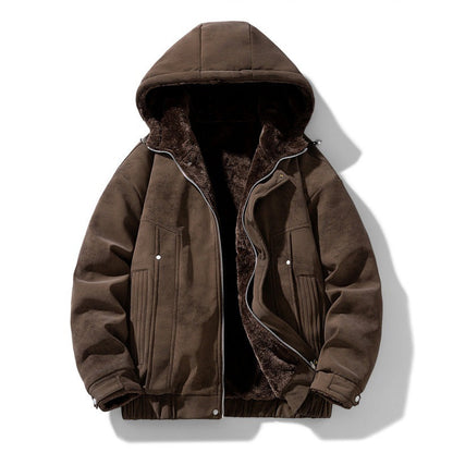 Heren Suedine Jack met Capuchon en Teddy Voering