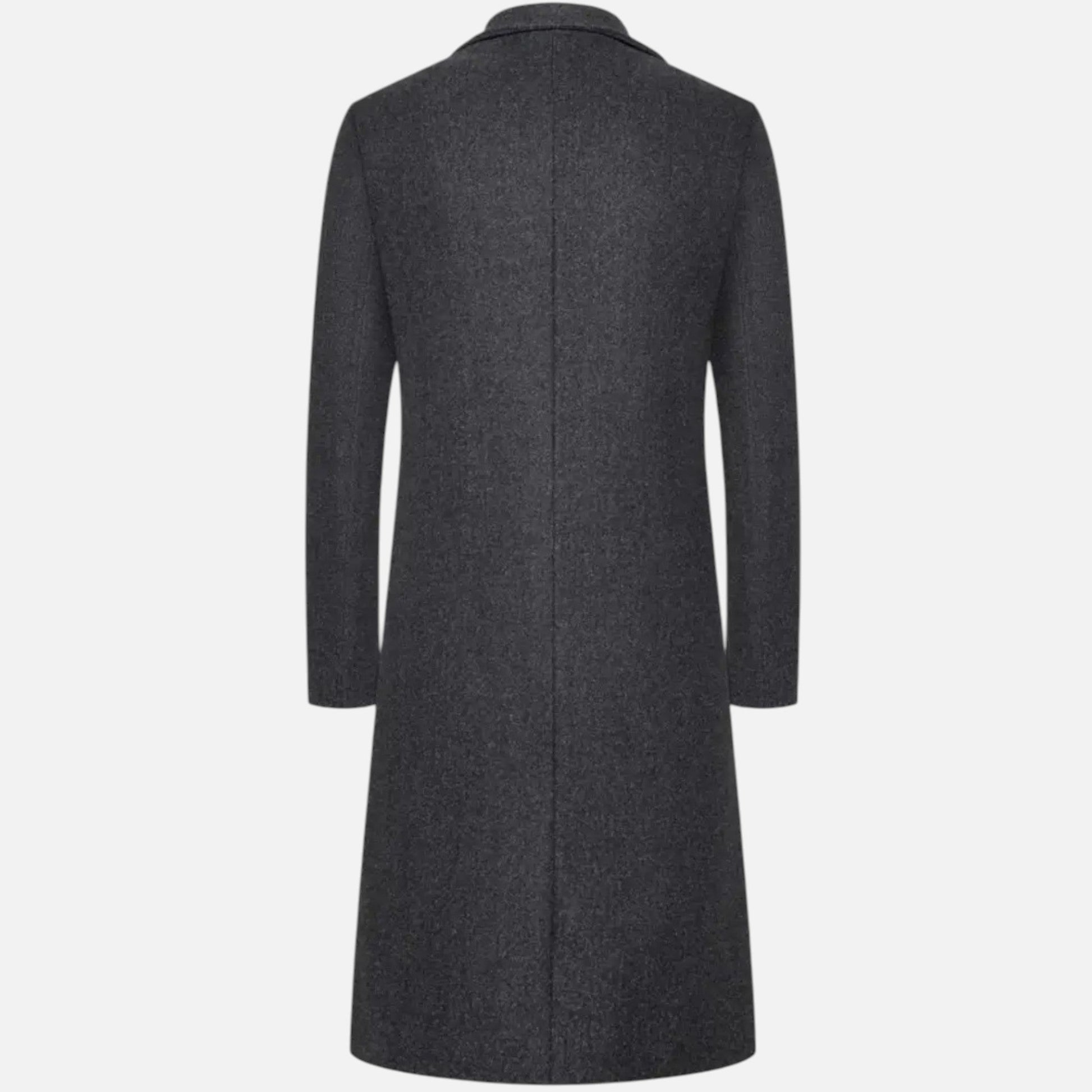 Heren Jas Enkelrijs Kniehoogte – Slim Fit Overjas met Reverskraag