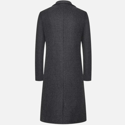 Heren Jas Enkelrijs Kniehoogte – Slim Fit Overjas met Reverskraag