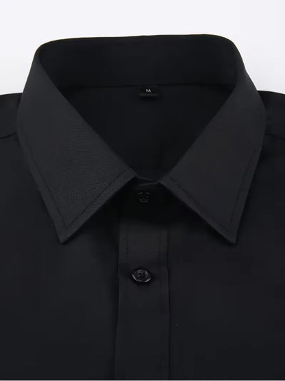 Heren Overhemd Lange Mouw met Mao Kraag - Zakelijk Shirt met Borstzak