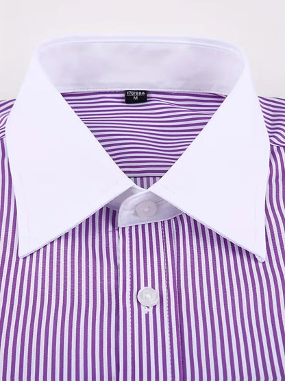 Heren Overhemd Lange Mouw met Mao Kraag - Zakelijk Shirt met Borstzak