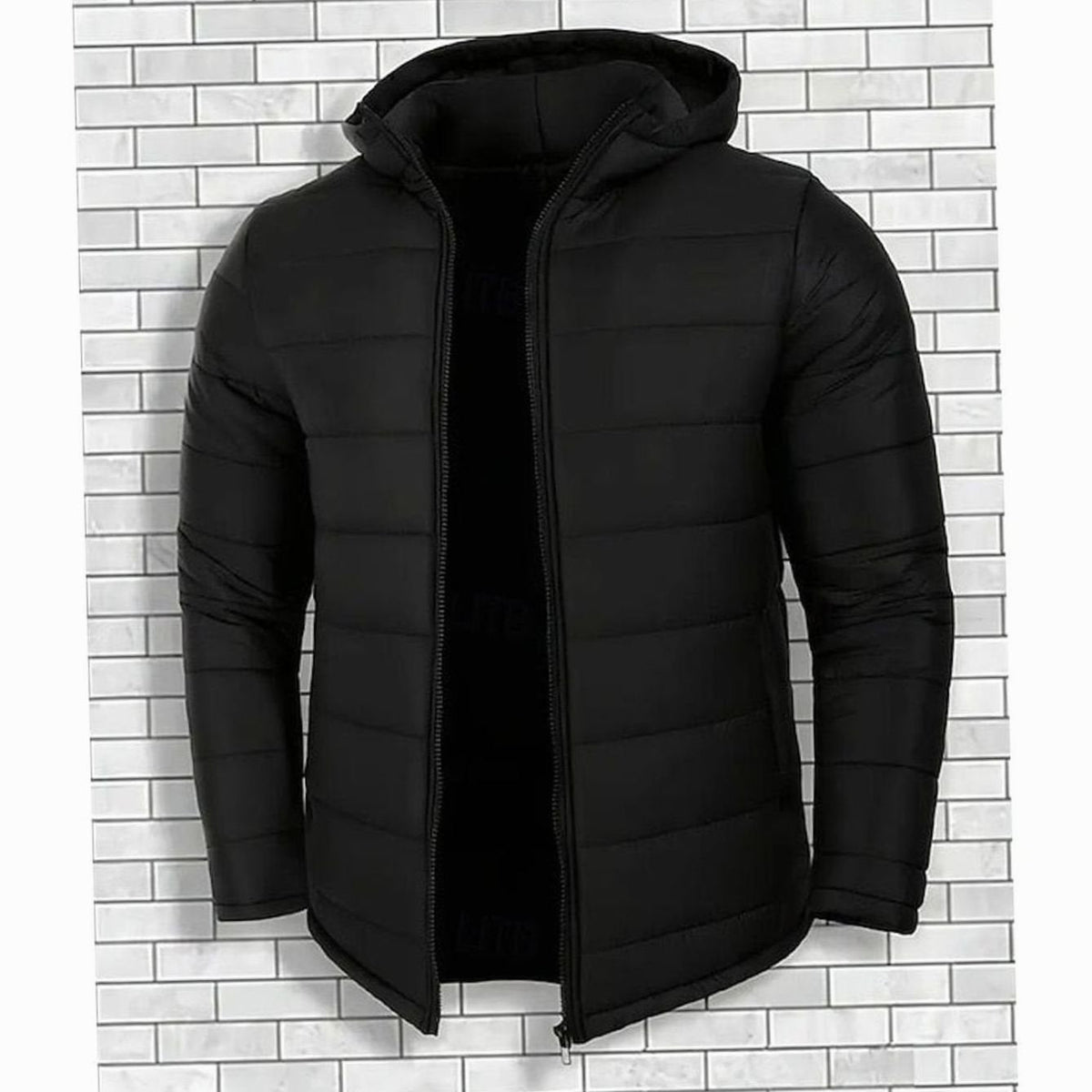 Heren Puffer Jas met Capuchon - Gewatteerd Gecoat Zwart