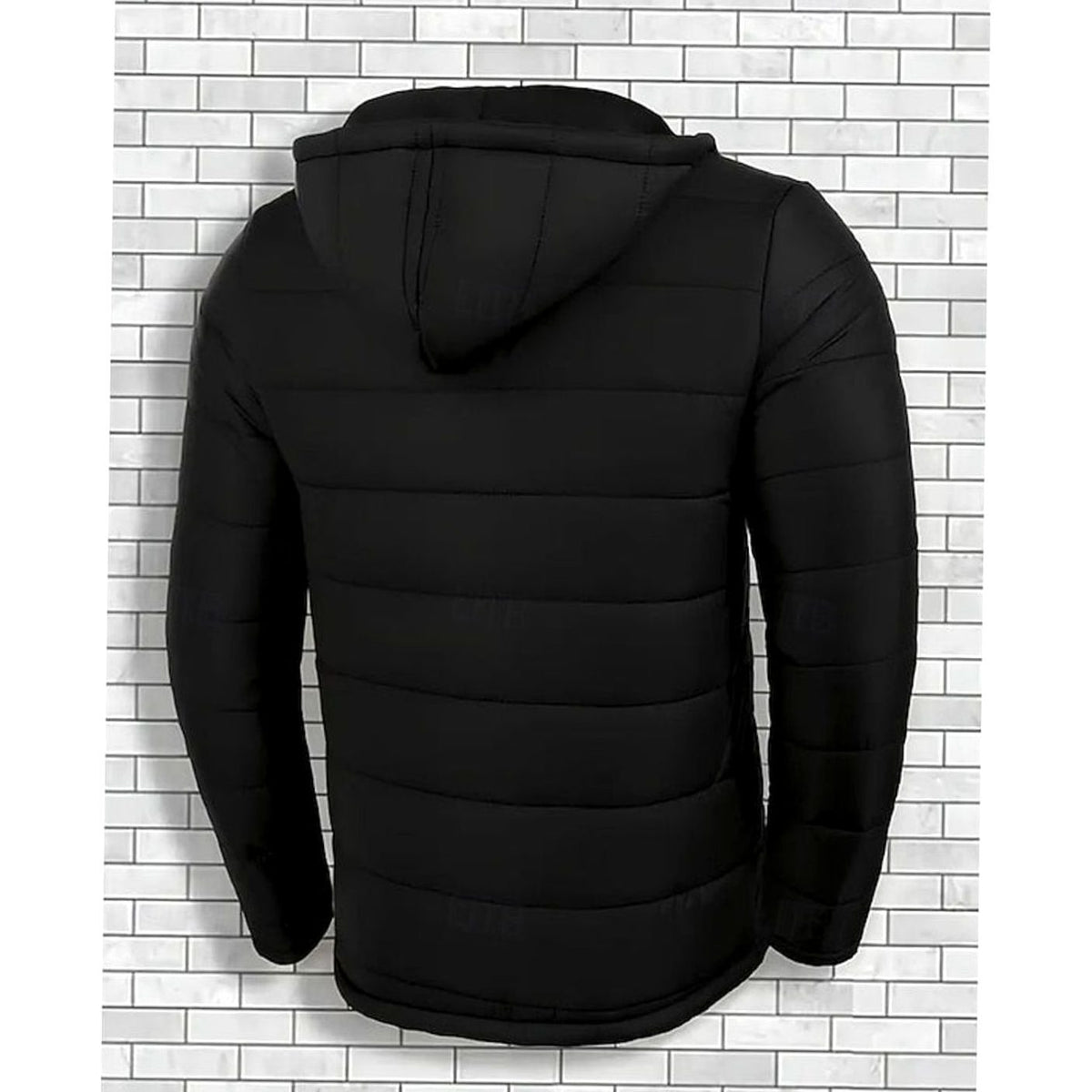 Heren Puffer Jas met Capuchon - Gewatteerd Gecoat Zwart