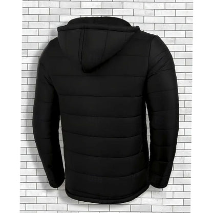 Heren Puffer Jas met Capuchon - Gewatteerd Gecoat Zwart