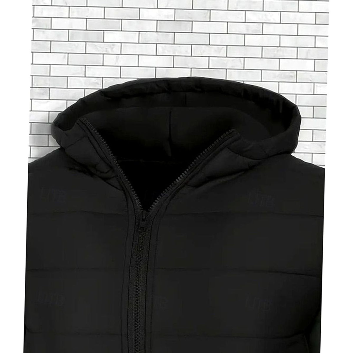 Heren Puffer Jas met Capuchon - Gewatteerd Gecoat Zwart