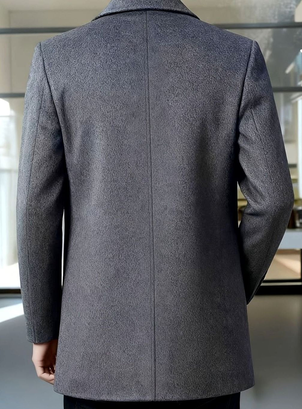 Heren Wollen Overjas Relaxed Fit – Enkelrijs met Klassieke Kraag