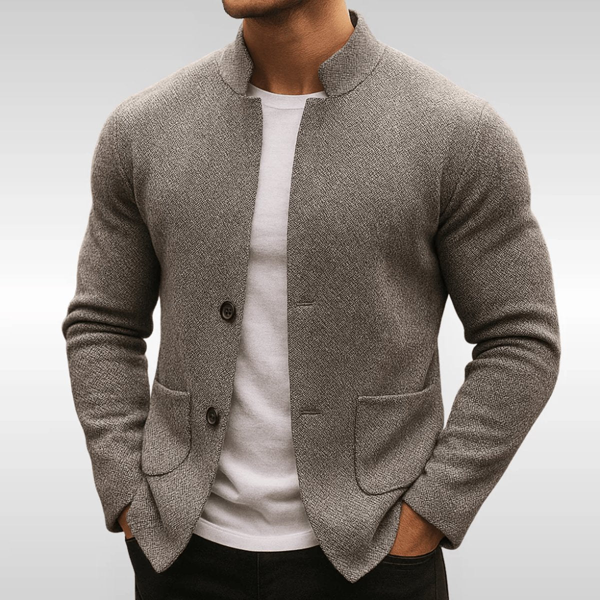 Heren Blazer Slim-Fit Gewatteerd met Mandarin Kraag