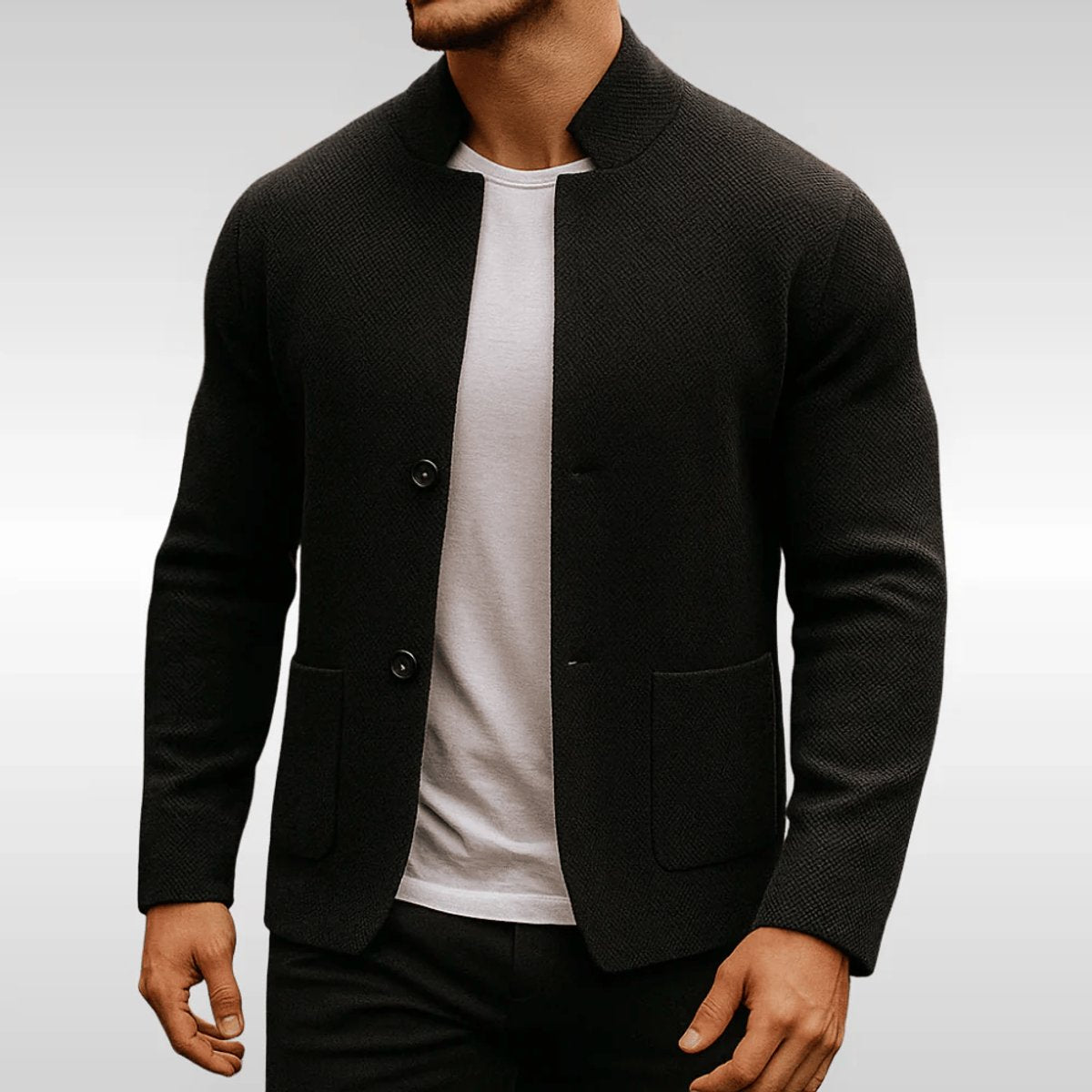 Heren Blazer Slim-Fit Gewatteerd met Mandarin Kraag