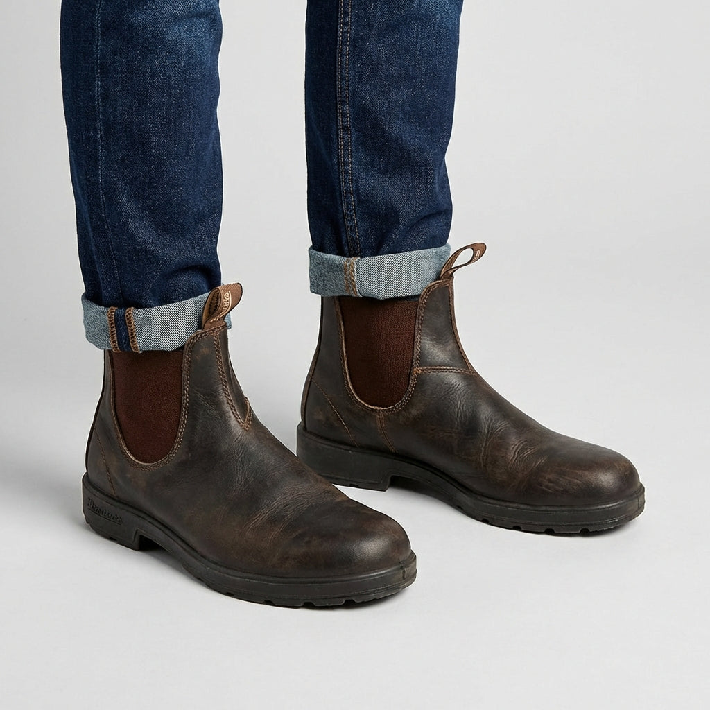Heren Enkellaarzen Slip-On - Leren Boots Zonder Veters