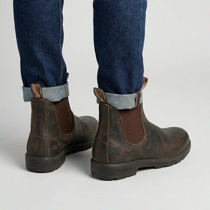 Heren Enkellaarzen Slip-On - Leren Boots Zonder Veters