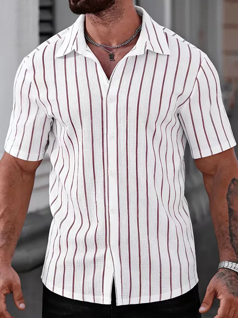 Men's Two-Tone Striped Short Sleeve Shirt