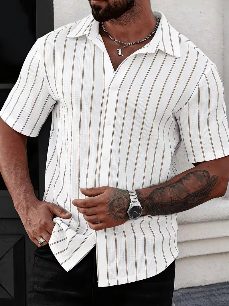 Men's Two-Tone Striped Short Sleeve Shirt