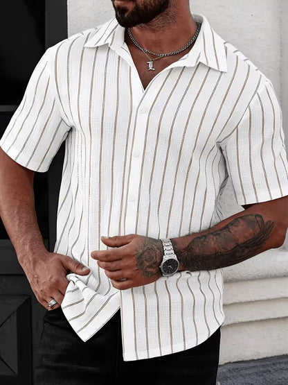 Men's Two-Tone Striped Short Sleeve Shirt