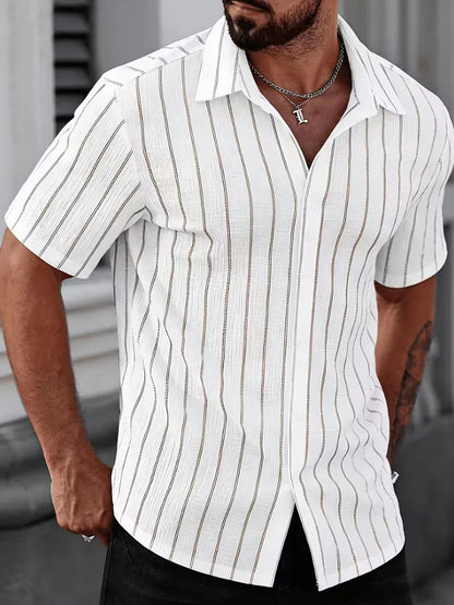 Men's Two-Tone Striped Short Sleeve Shirt