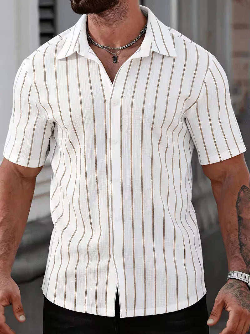 Men's Two-Tone Striped Short Sleeve Shirt