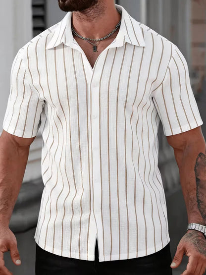 Men's Two-Tone Striped Short Sleeve Shirt