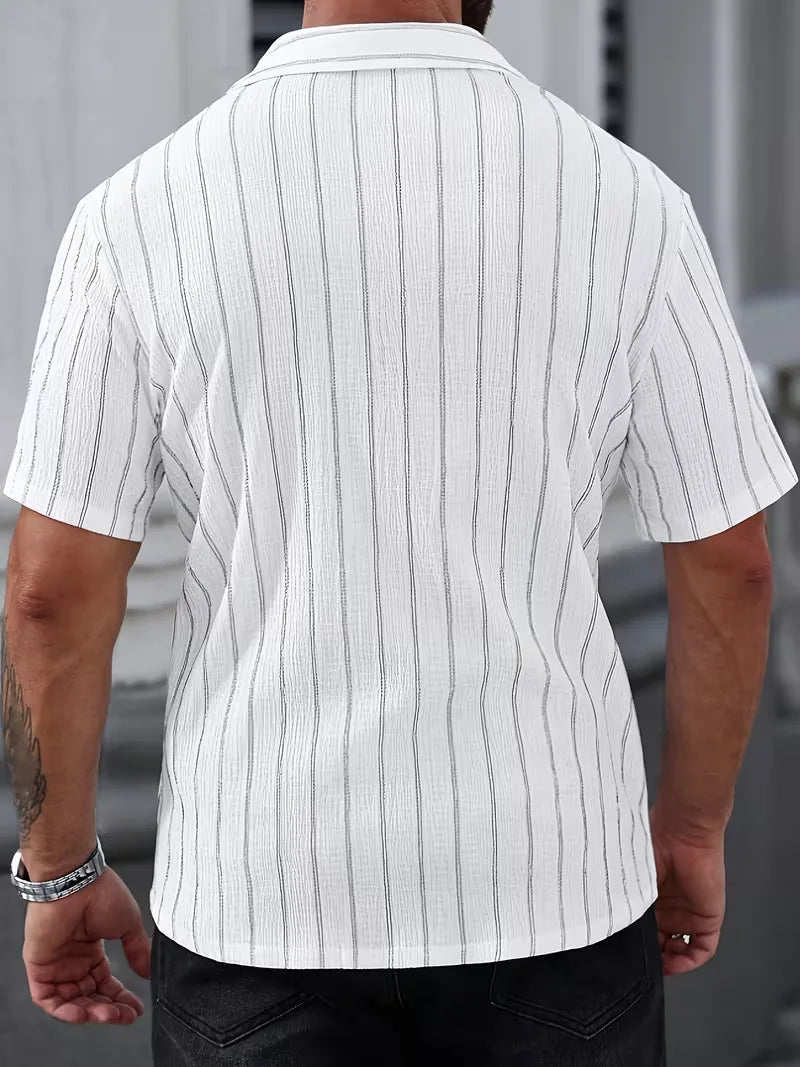 Men's Two-Tone Striped Short Sleeve Shirt