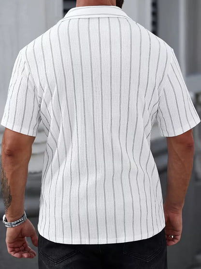 Men's Two-Tone Striped Short Sleeve Shirt