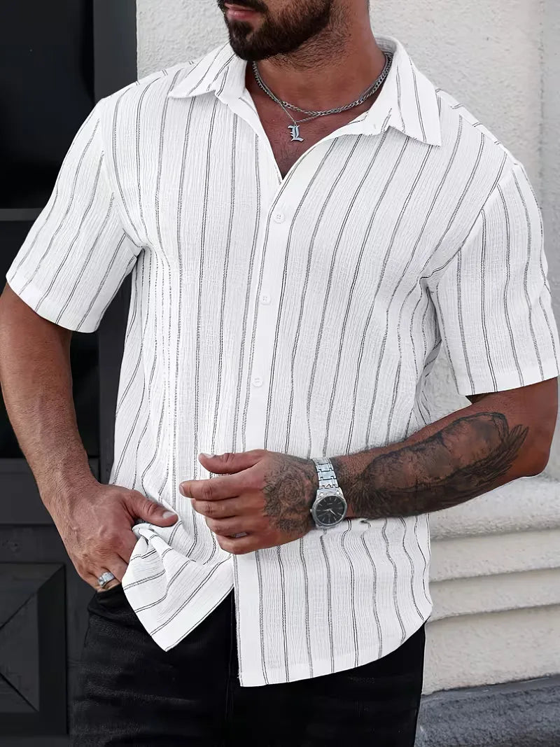 Men's Two-Tone Striped Short Sleeve Shirt