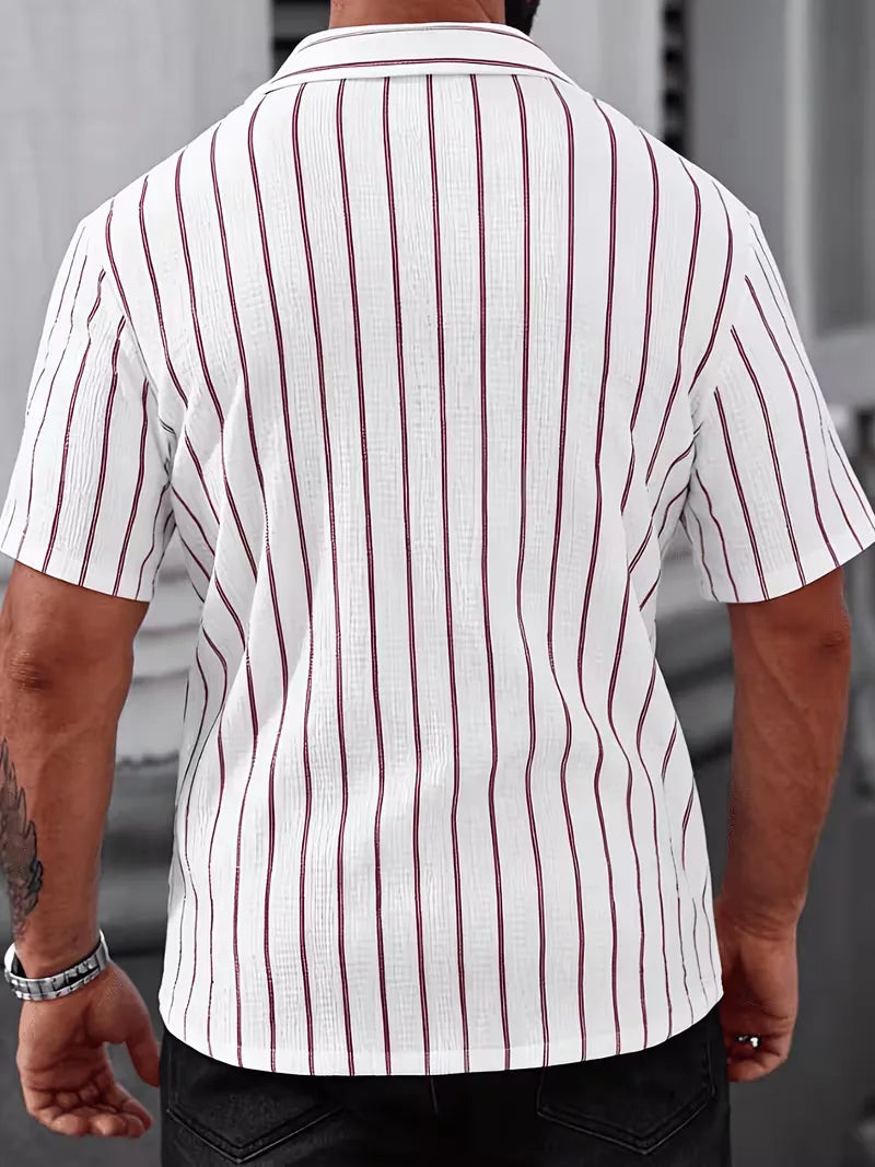 Men's Two-Tone Striped Short Sleeve Shirt