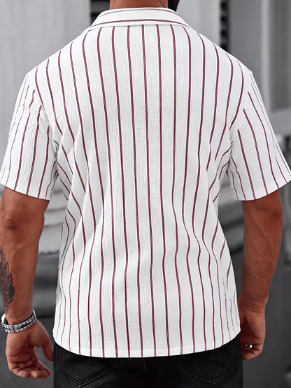 Men's Two-Tone Striped Short Sleeve Shirt