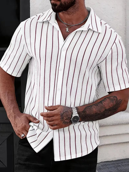 Men's Two-Tone Striped Short Sleeve Shirt