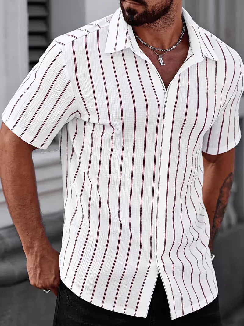 Men's Two-Tone Striped Short Sleeve Shirt