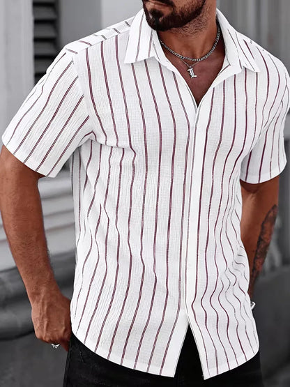 Men's Two-Tone Striped Short Sleeve Shirt