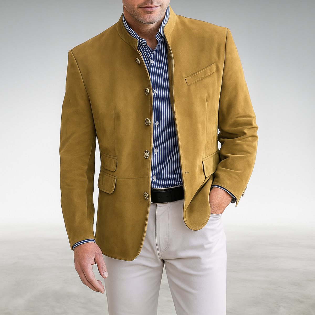 Heren Blazer Mandarin Kraag met Knoopsluiting