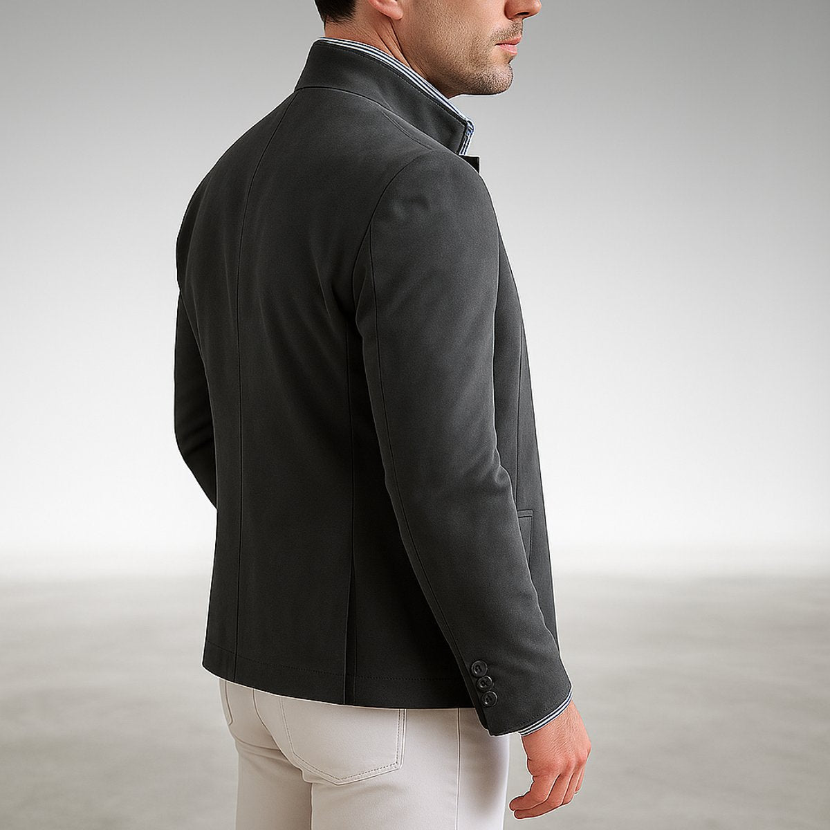 Heren Blazer Mandarin Kraag met Knoopsluiting