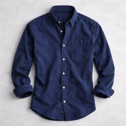 Men's Vintage Cotton Shirt | Chambray Relaxed Fit Close Up