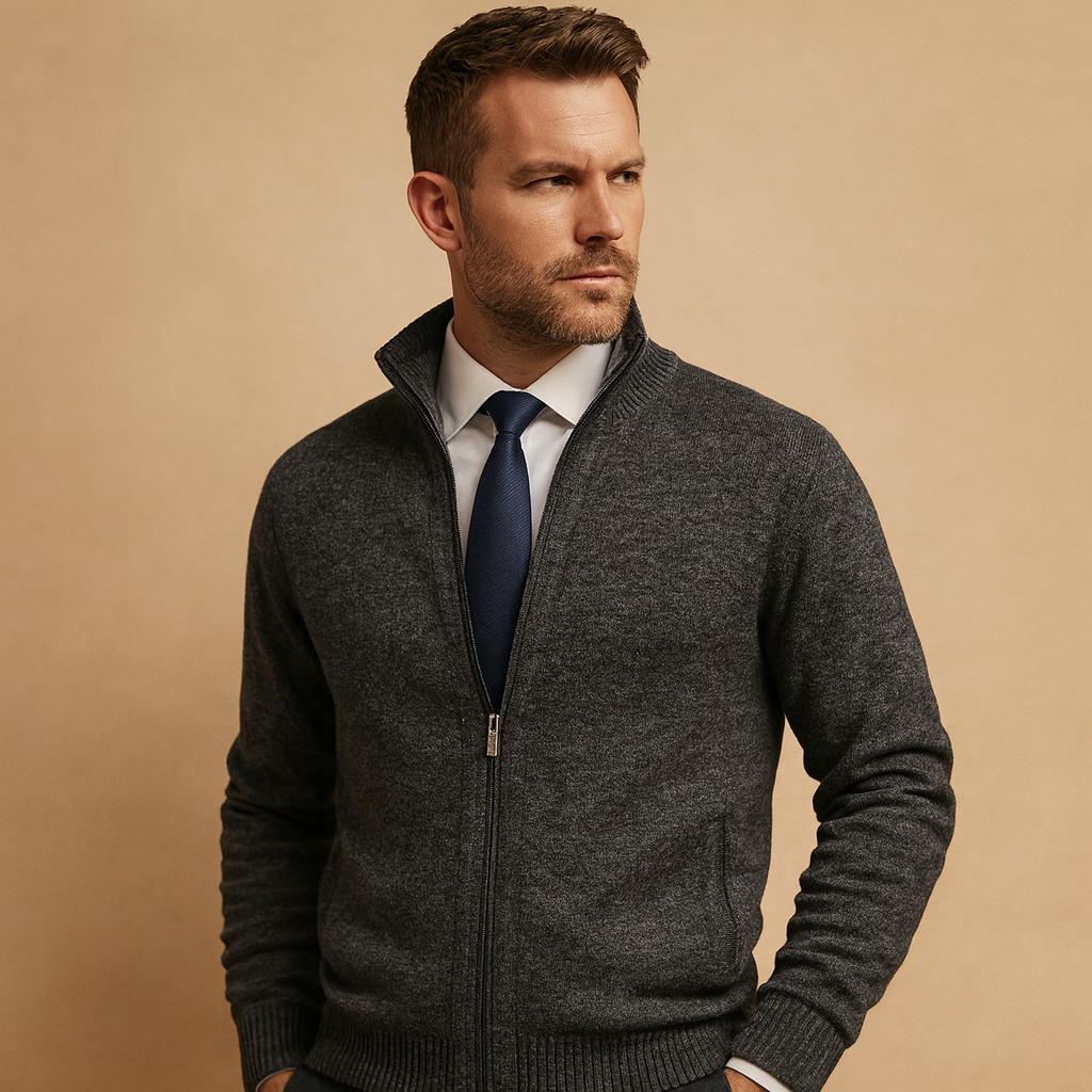 Heren Vest met Rits - Gebreide Cardigan