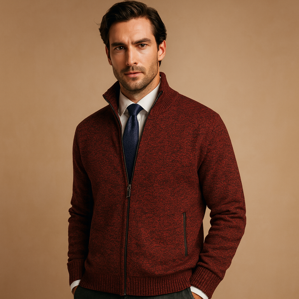Heren Vest met Rits - Gebreide Cardigan