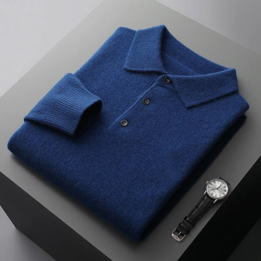 Heren Cashmere Trui met Polokraag en Lange Mouwen