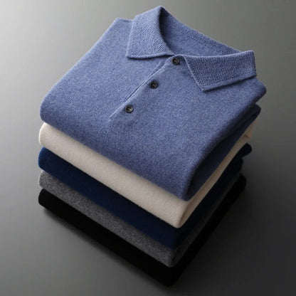 Heren Cashmere Trui met Polokraag en Lange Mouwen