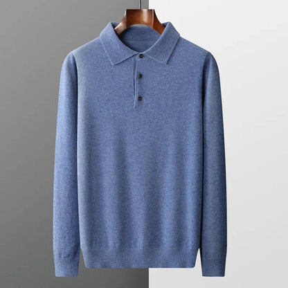Heren Cashmere Trui met Polokraag en Lange Mouwen