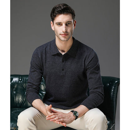 Heren Cashmere Trui met Polokraag en Lange Mouwen