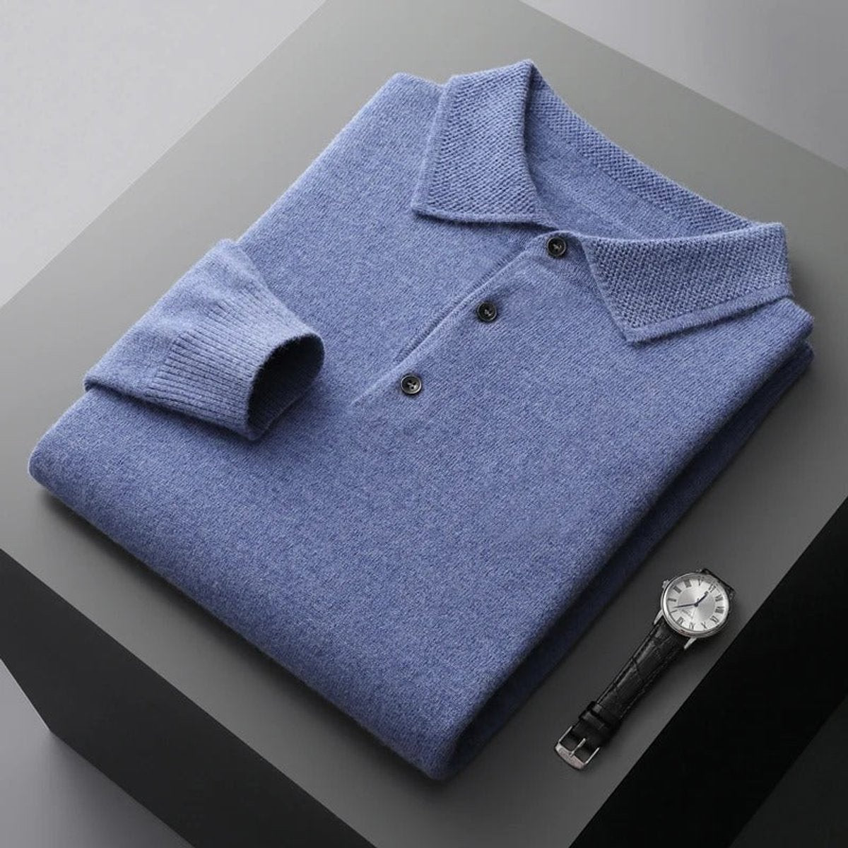 Heren Cashmere Trui met Polokraag en Lange Mouwen