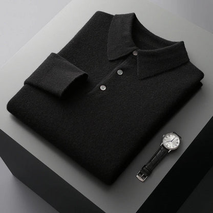 Heren Cashmere Trui met Polokraag en Lange Mouwen