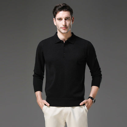 Heren Cashmere Trui met Polokraag en Lange Mouwen