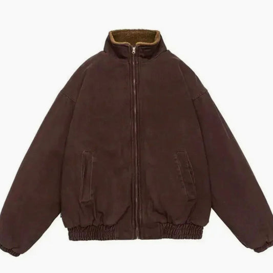 Men's Fleece-Lined Full-Zip Padded Winter Bomber Jacket