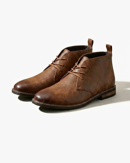 Men's Full-Grain Leather Lace-Up Chukka Boots - Dark Brown