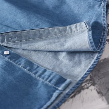 men's long sleeve button-up denim shirt