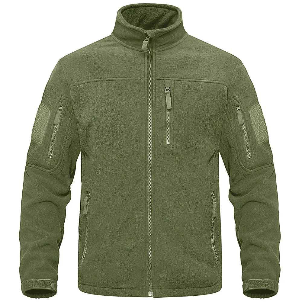 Heren Fleece Jack Full Zip met Hoge Kraag en Meerdere Zakken