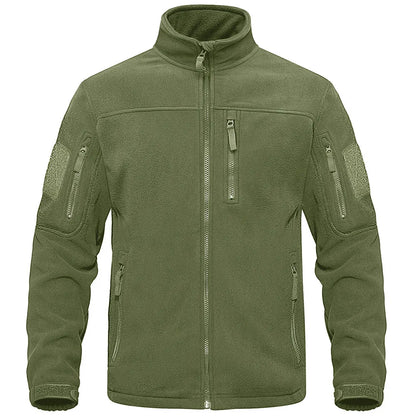 Heren Fleece Jack Full Zip met Hoge Kraag en Meerdere Zakken