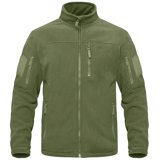 Heren Fleece Jack Full Zip met Hoge Kraag en Meerdere Zakken